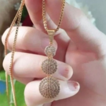Kalung free liontin motif tingkat tiga titanium original fashion wanita hijab anti luntur
