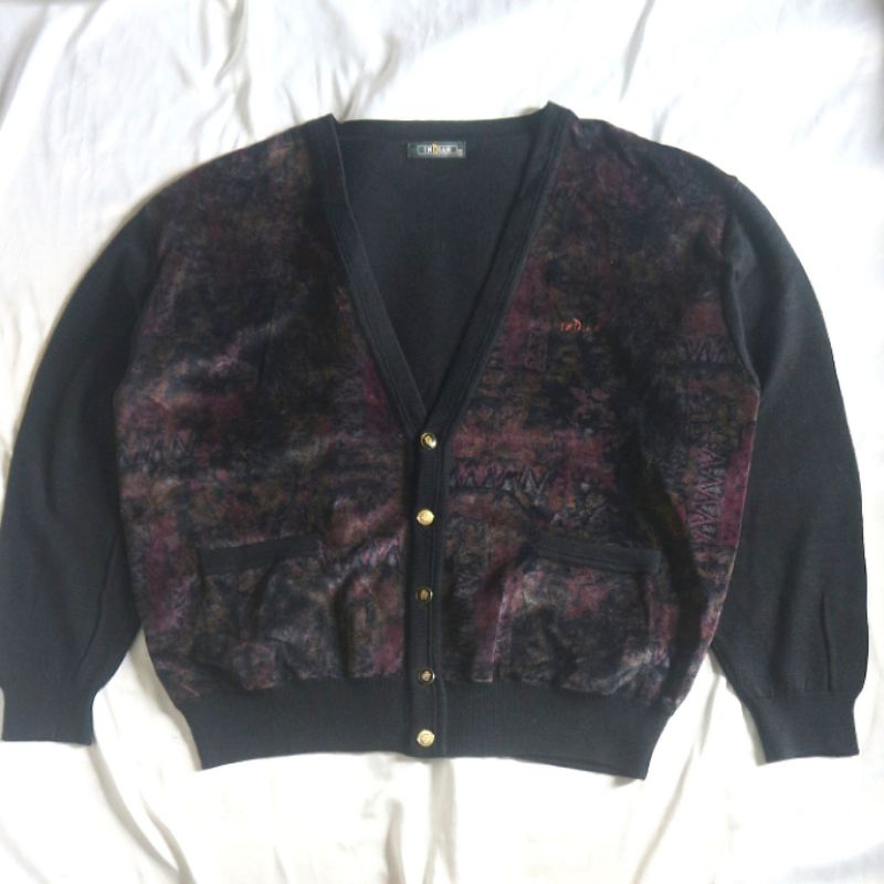 INDIAN Cardigan Velvet Motif Boxy Ada Minus Hitam Knitwear Sweater Sweatshirt Crewneck Rajut Wool Ja