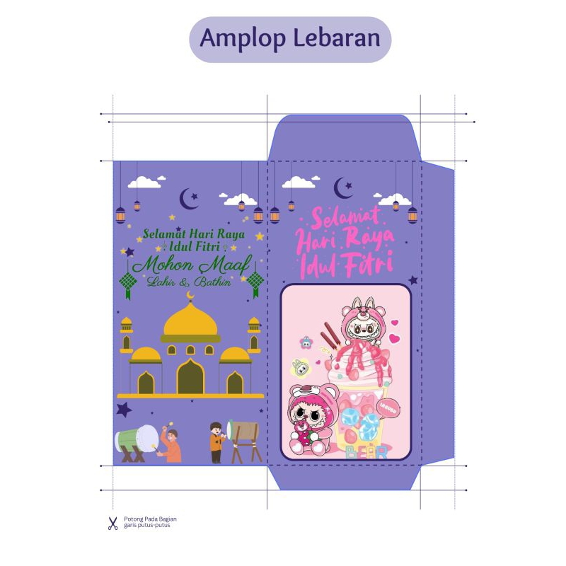 

(10pcs) Amplop Lebaran Panjang Labubu Kuromi Edition