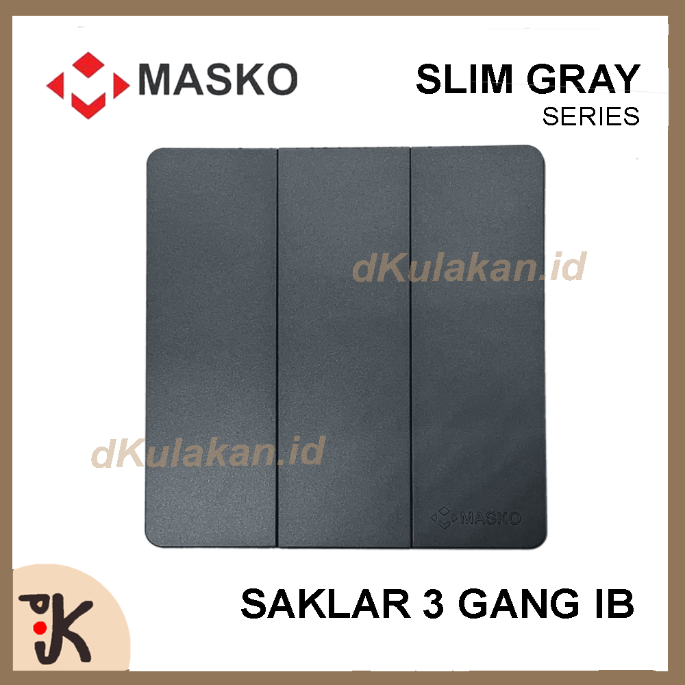 MASKO IB SAKLAR TRIPLET SLIM GRAY S-813 INBOW SAKLAR 3 GANG TANAM ABU-ABU