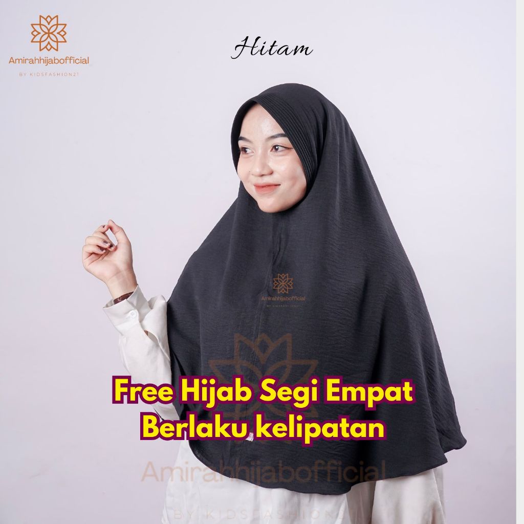 Amirah Hijab - Jilbab Instan Bergo Pakai Pet Bahan Crinkle Antem Size XL Warna Merah Bata