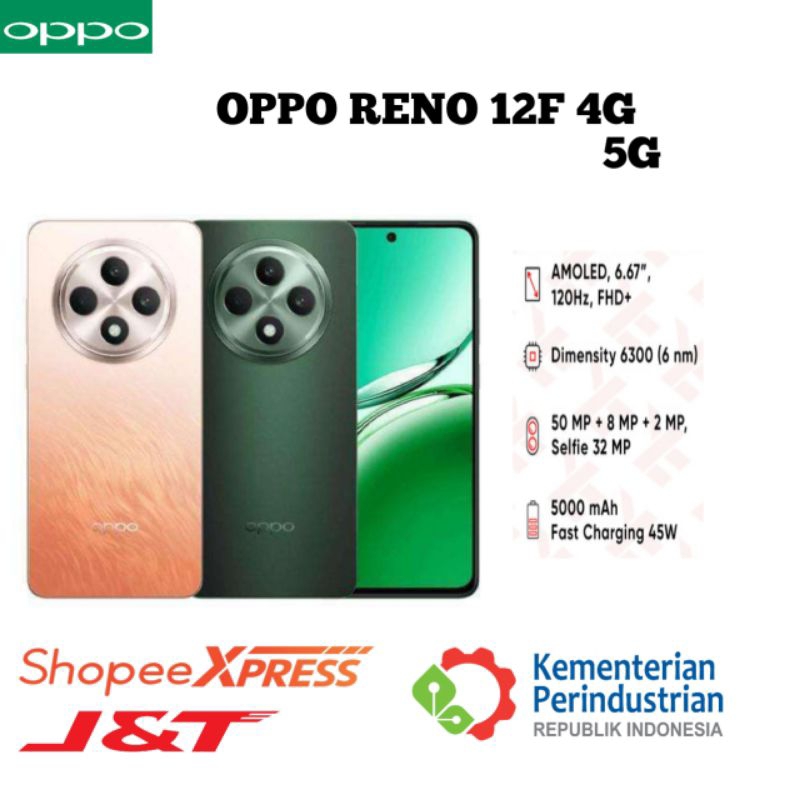OPPO RENO 12F 4G/5G NEW RAM 8/12 INTERNAL 256/512 GARANSI RESMI INDONESIA