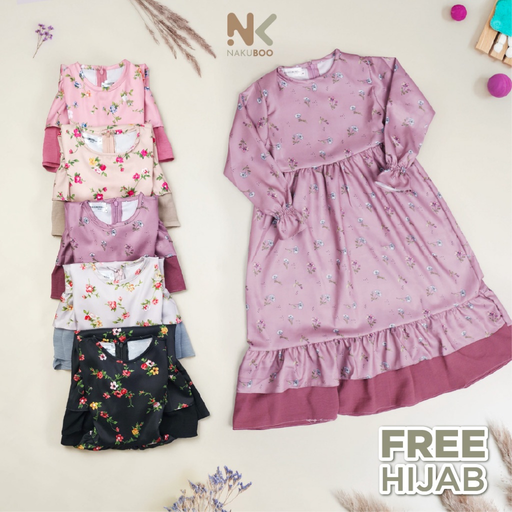 Gamis Anak Perempuan Muslim Set Hijab viral - Luna Series