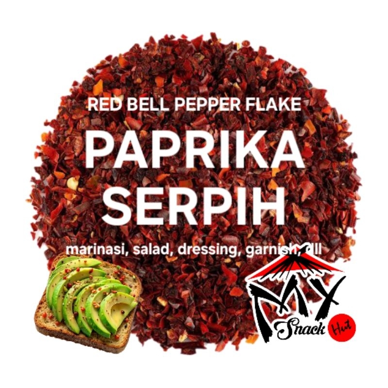 

PAPRIKA MERAH SERPIH 250GR DRIED DRY RED BELL FLAKE BELI BEL PEPPERS REMAH GILING KASAR CACAH KERING