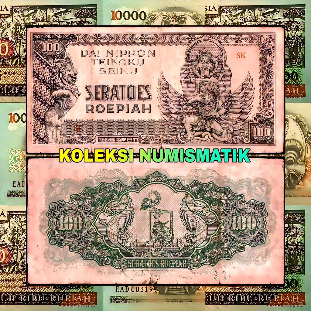 SOUVENIR UANG KERTAS KUNO DAI NIPPON 100 RUPIAH TEIKOKU SEIHU GARUDA WISNU 1944