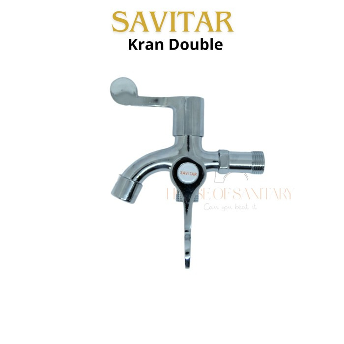 SAVITAR Kran Double chrome SAVITAR/ Kran Cabang 2 / Keran Dinding Taman 2 Output/ kran shower/ keran