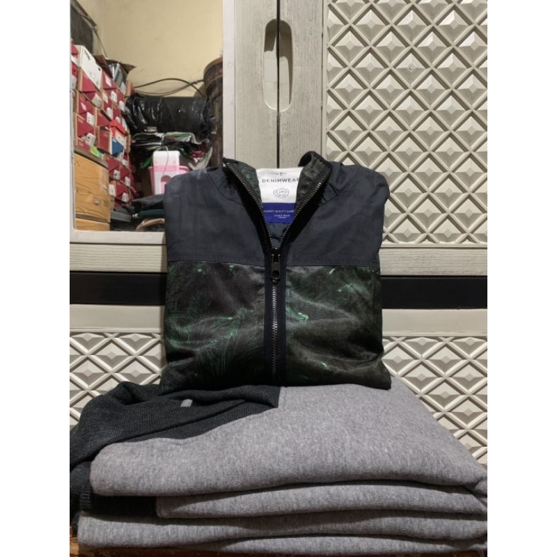 ORIGINAL JACKET REFLECTIVE H&M HOODIE SHAWL LAPEL ZARA ZIPPER PARASUTE BLACK