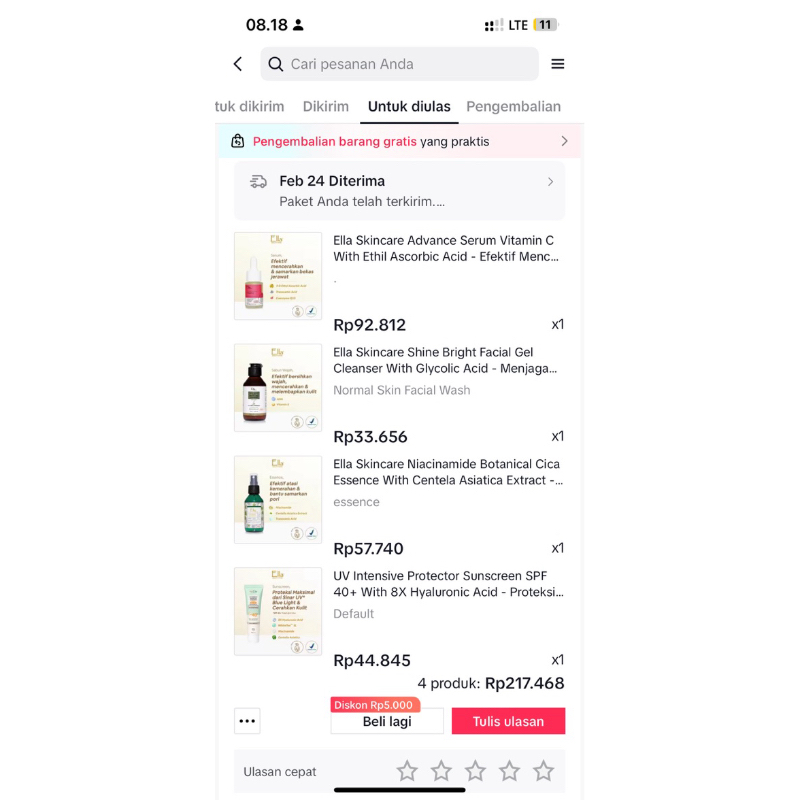 Preloved ella skincare jerawat pa 01 serum vit c dll