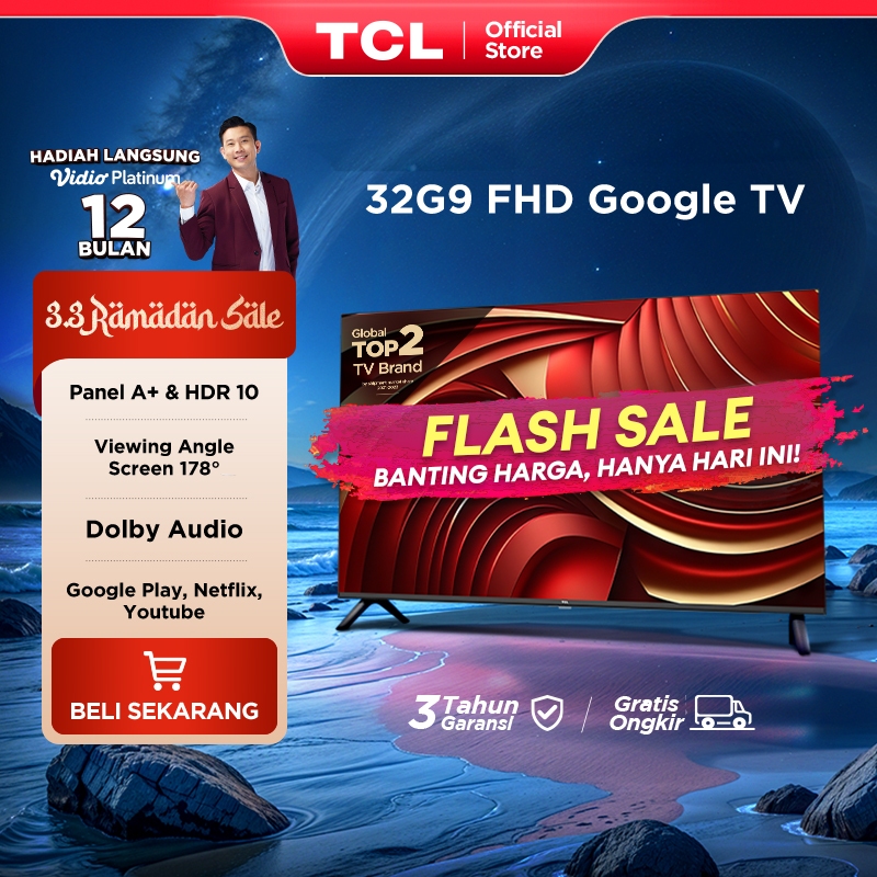 [FHD Google TV] TCL 32 Inch Smart TV - Dolby Audio - Google Play/Netflix/Youtube - Wifi/Bluetooth/HD