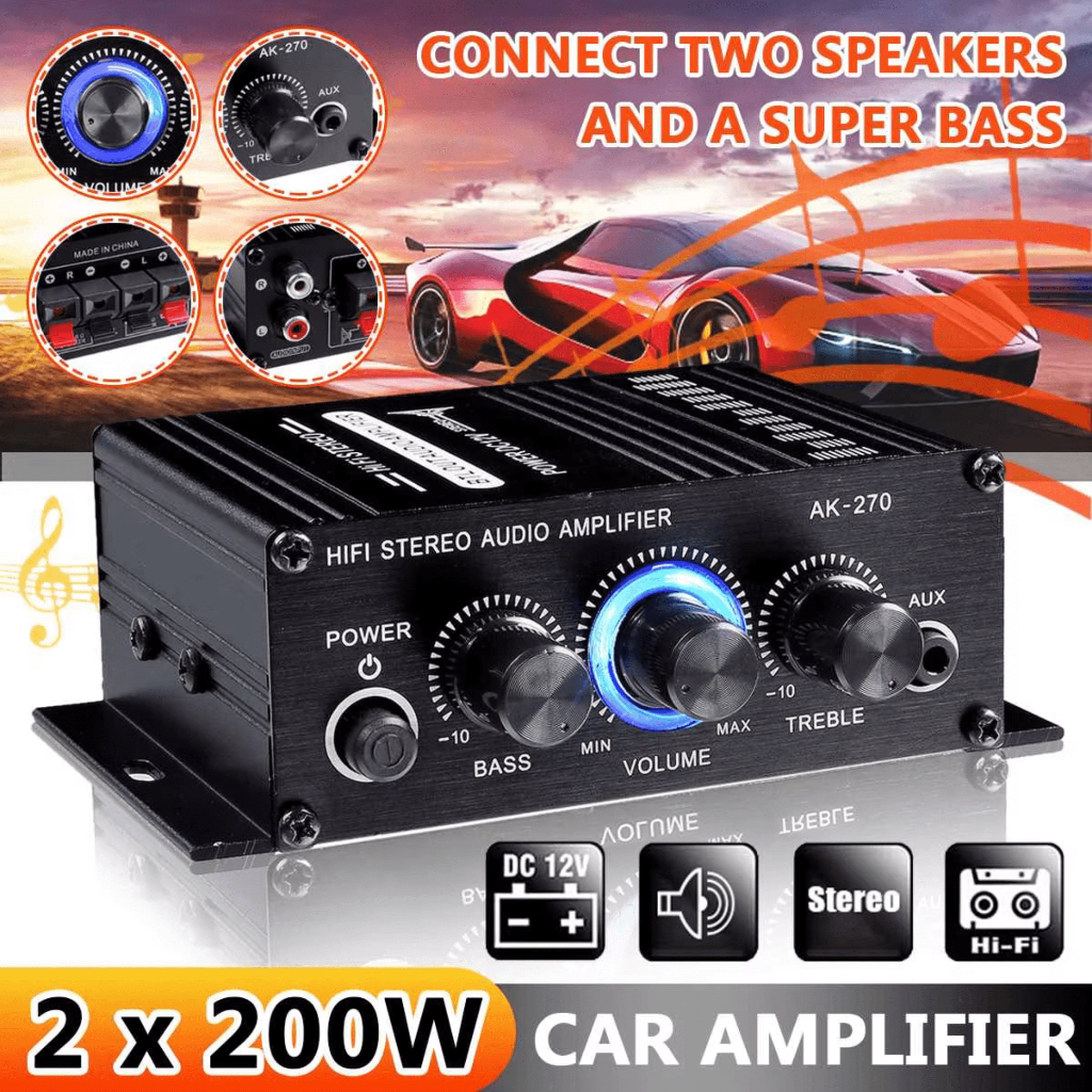 PROMO LEPY Ampli Amplifier Hi-Fi Mini Bluetooth Stereo Car Treble Super Bass Booster - AK-170
