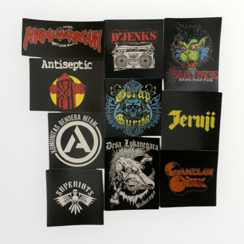Sticker Pack Band Punk (Antiseptic, Jeruji, Gamelanoink, Desa lukanegara, Gerap Gurita, The Sabotage