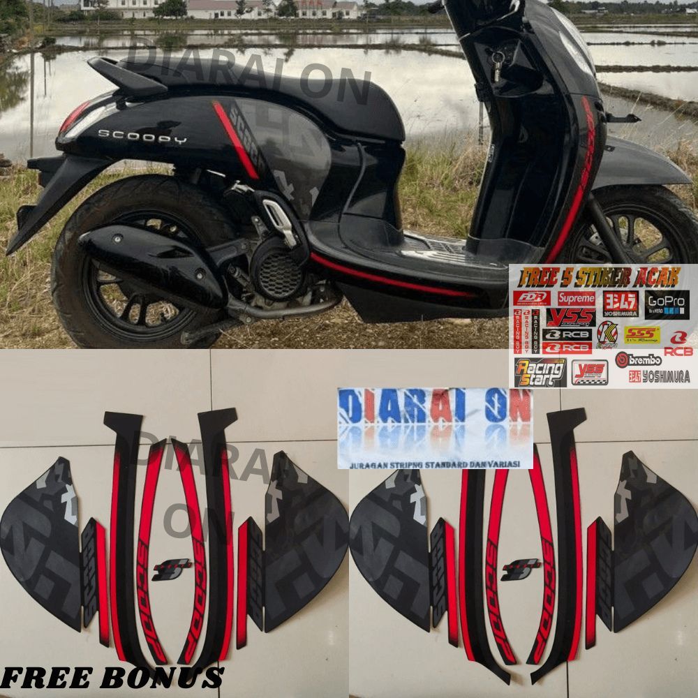 Striping Stiker Honda Scoopy 2020 Sporty - Scoopy Sporty Hitam Murah