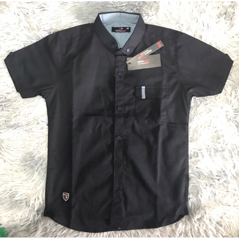 ERKAPE KIDS Kemko kemeja hitam anak laki-laki // Atasan kemeja hitam anak pria