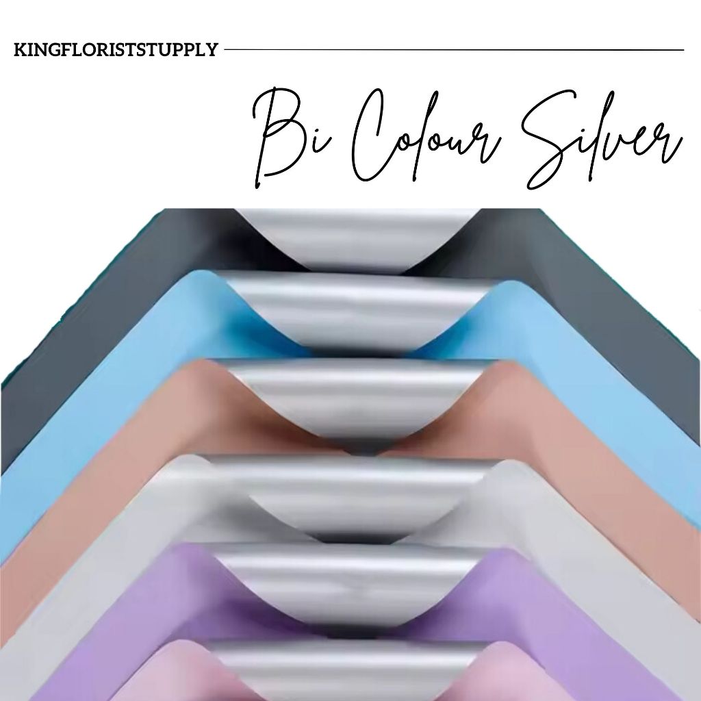 

Cellophane Kertas kado Kertas Buket Pembungkus Kado Dua Warna Bi Color Silver Flower Wrapping Paper