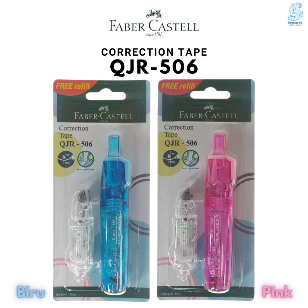 

Faber Castell QJR-506 Retractable Correction Tape Tipex Kertas Cetek + Refill - Biru / Pink
