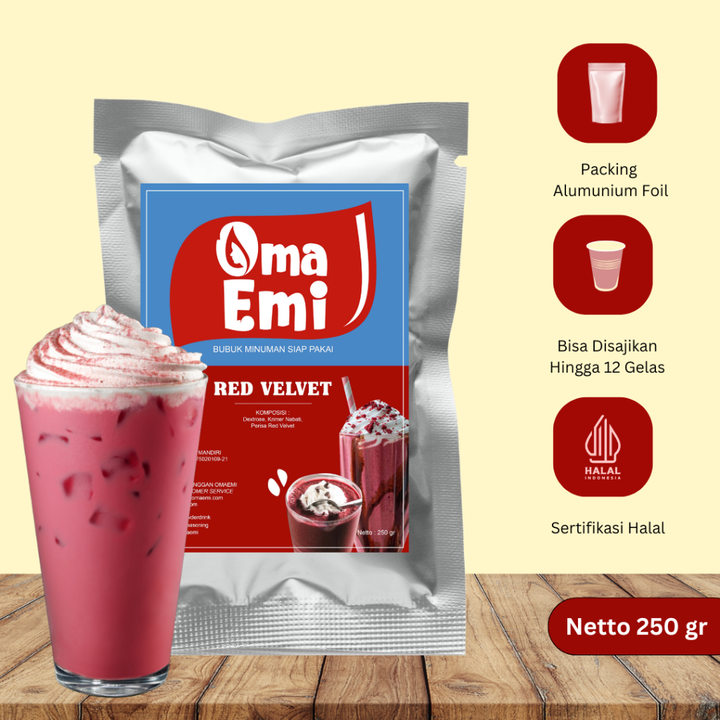 

BUBUK MINUMAN PREMIUM RASA RED VELVET 250 GR | BPOM & HALAL