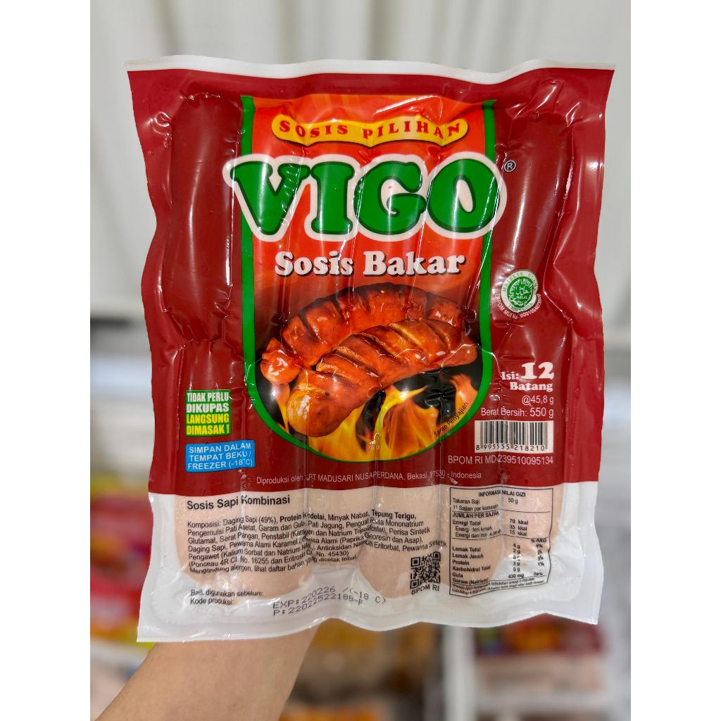 

Vigo Mini Sosis Sapi Bakar 12pcs 550g - Sosis Bakar Mini
