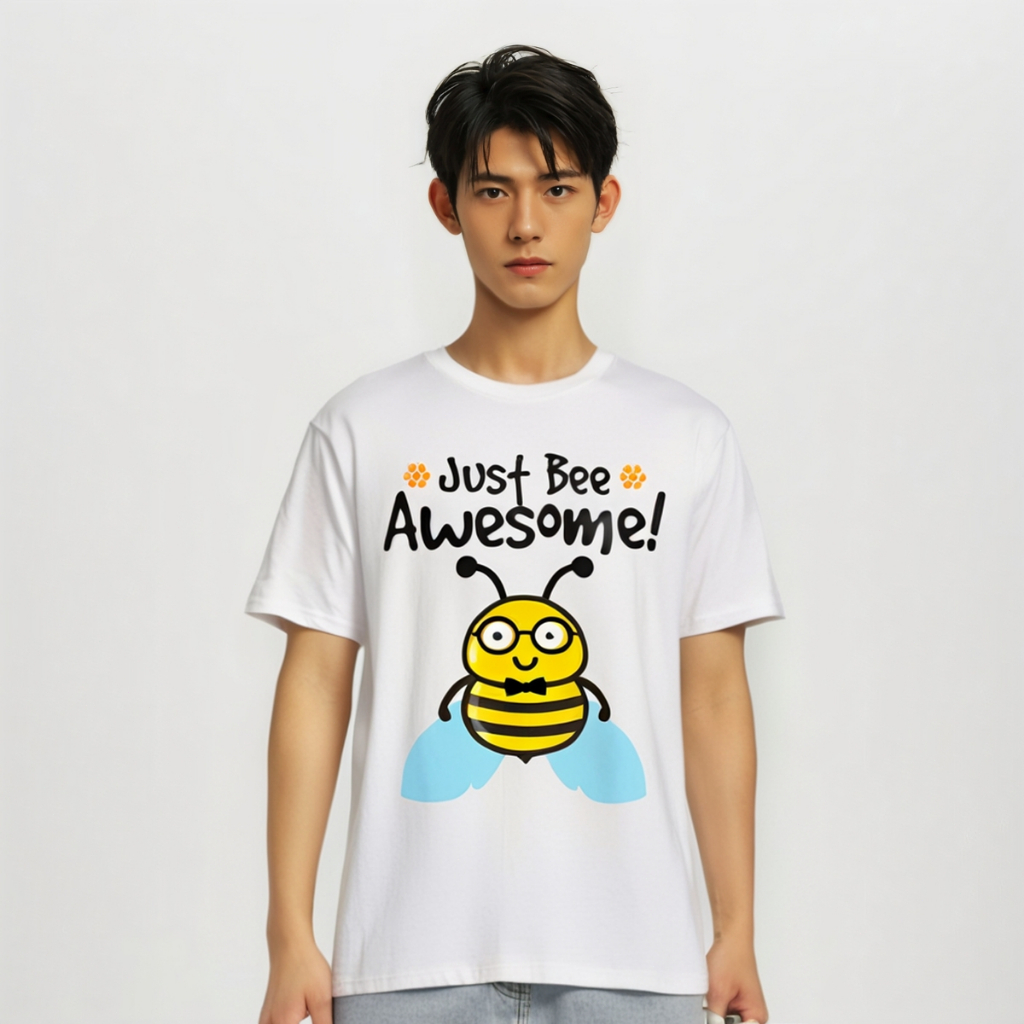 kaoswarna 丨Just Bee Awesome Cute Nerdy Bee Cute Lettering Gift T-Shirt