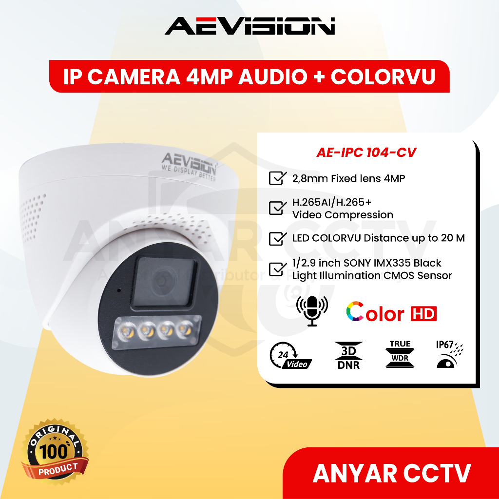 IP CAMERA 4MP COLORVU AUDIO FULL COLOR SPEAKER / IN