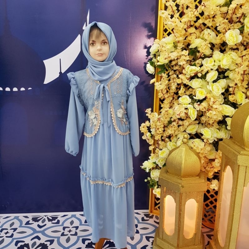 GAMIS ANAK BROKAT MIX CERUTY + KERUDUNG | GAMIS MEWAH MODIS | GAMIS LEBARAN 