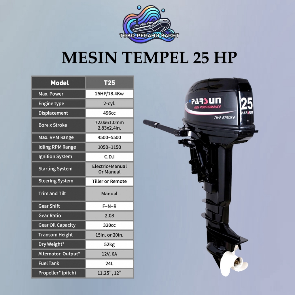 Mesin Tempel Outboard Parsun 25 PK 2 Stroke Untuk Perahu
