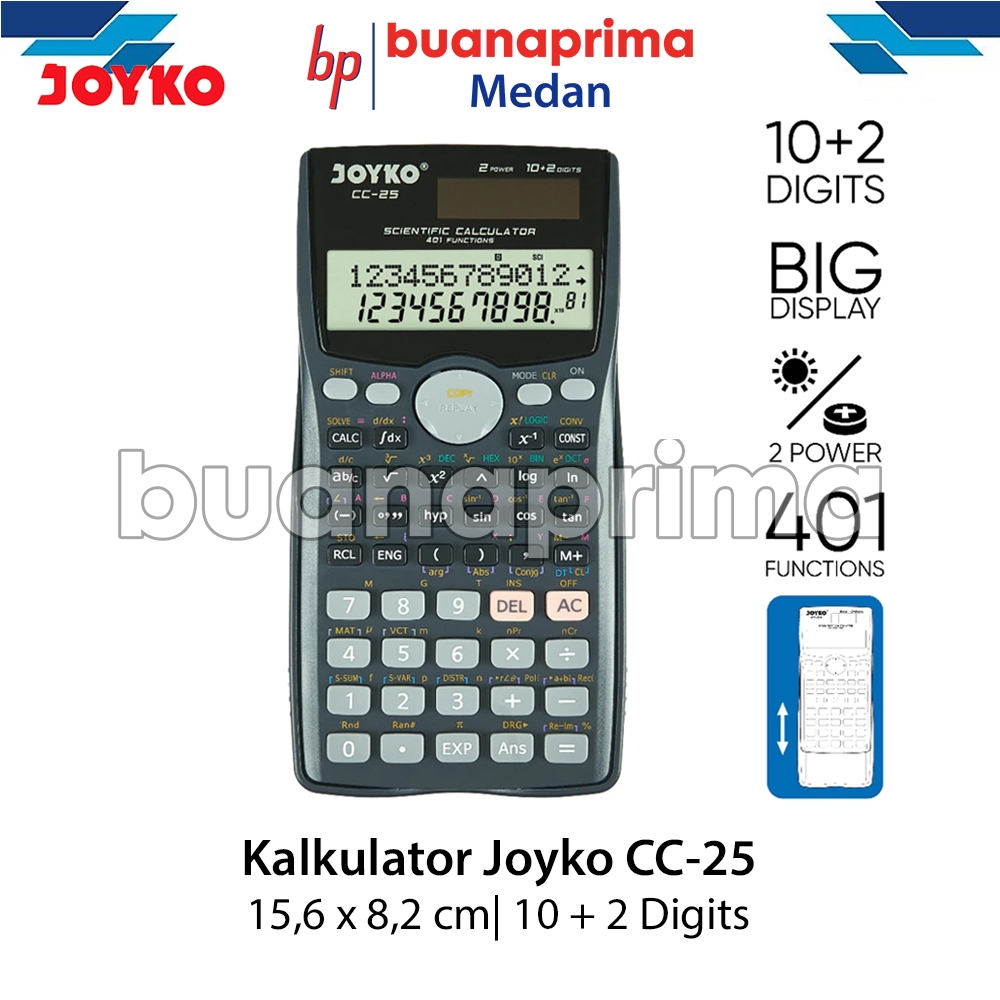 

Kalkulator SCIENTIFIC JOYKO CC-25 401 Functions Sin Cos Tan Calculator 10 + 2 Digits
