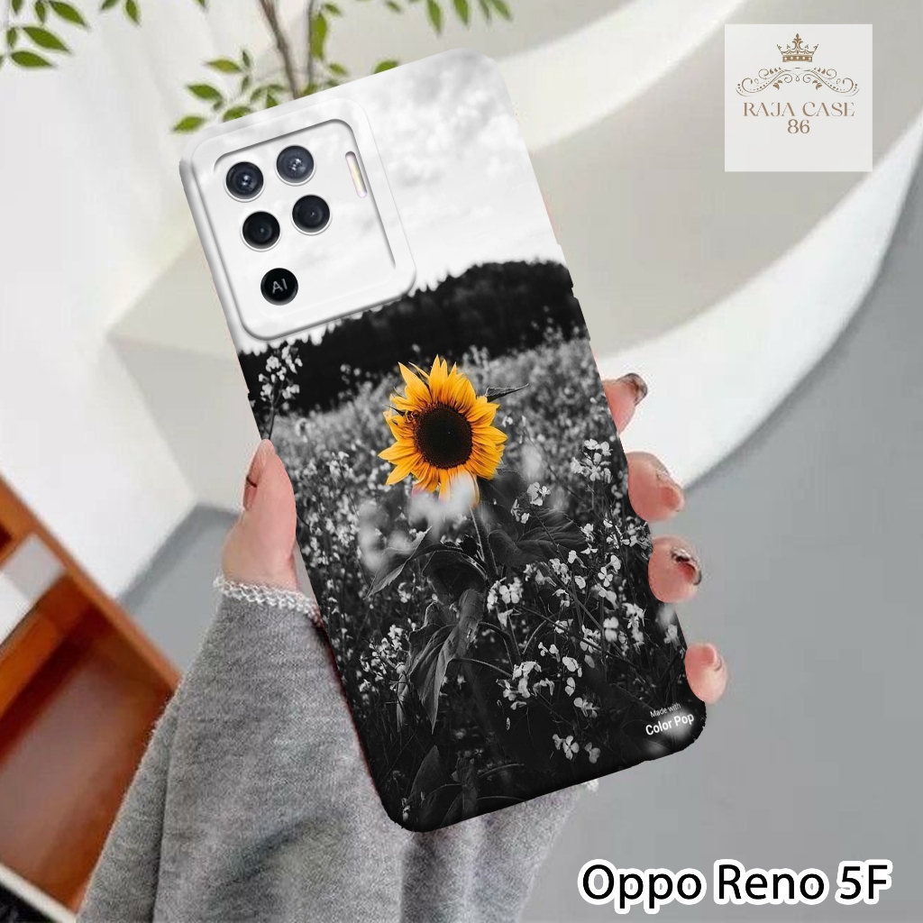 Softcase Oppo Reno 5F 4G - Rajacase - Case Oppo Reno 5F 4G - Motif Case Bunga - Case Oppo Reno 5F 4G