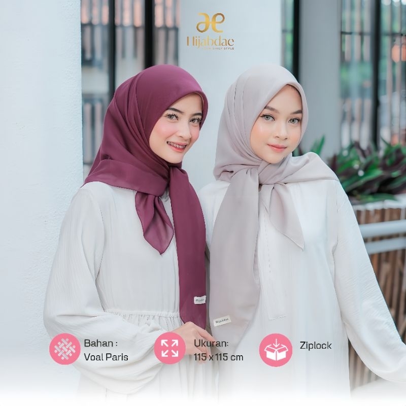 Hijab Segi Empat Polos Voal Paris Premium Plain Square Humaira Scarf by Hijabdae