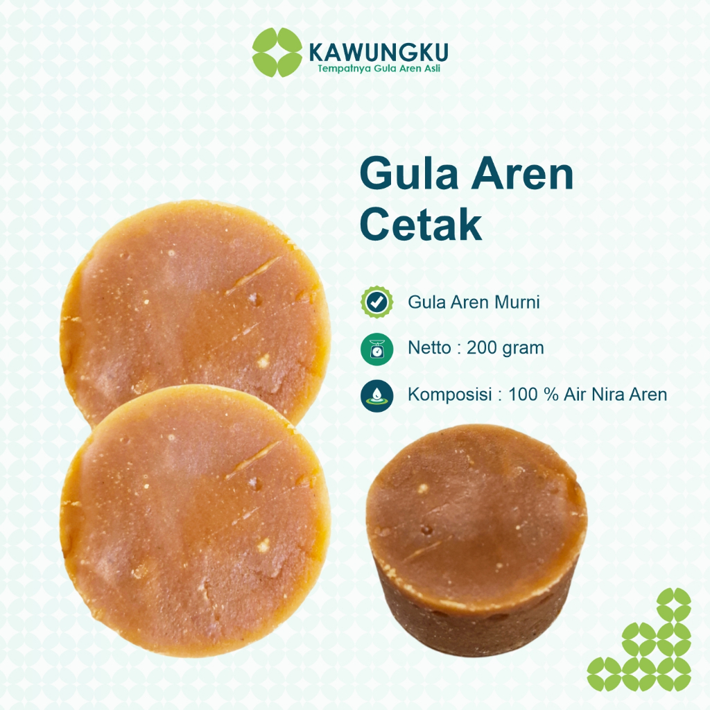 

Kawungku Gula Aren Cetak Asli Terbuat dari 100% Air Nira (200 gam)