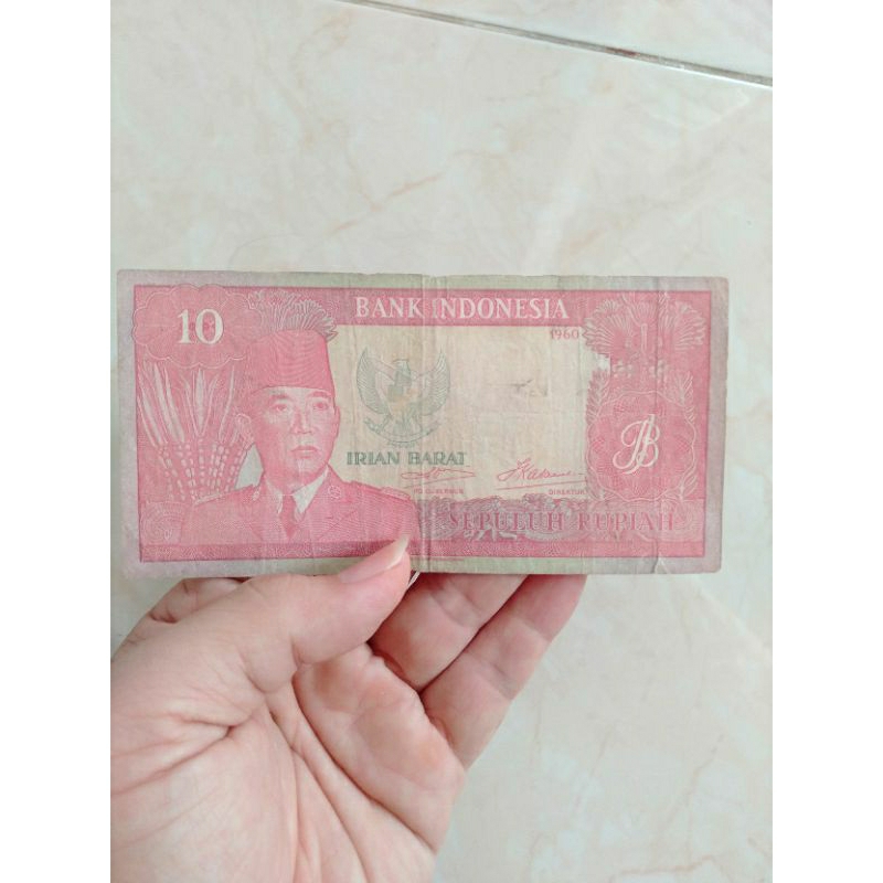 10 rupiah sukarno irian barat rp10 Soekarno 1960 asli