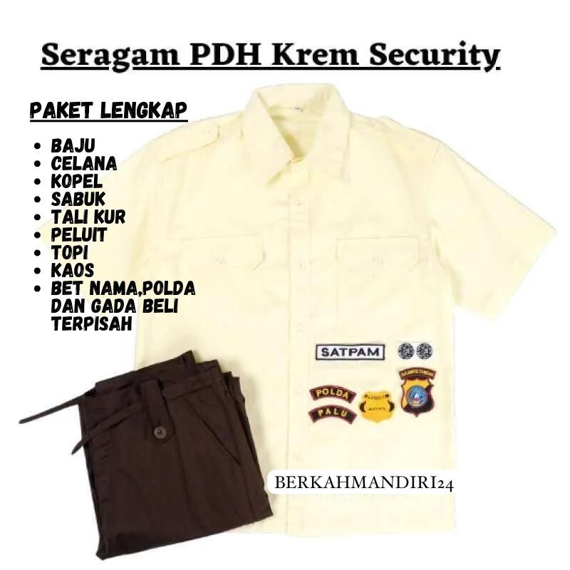 BAJU SERAGAM PDH LENGAN PENDEK SECURITY / SATPAM CREAM TERBARU
