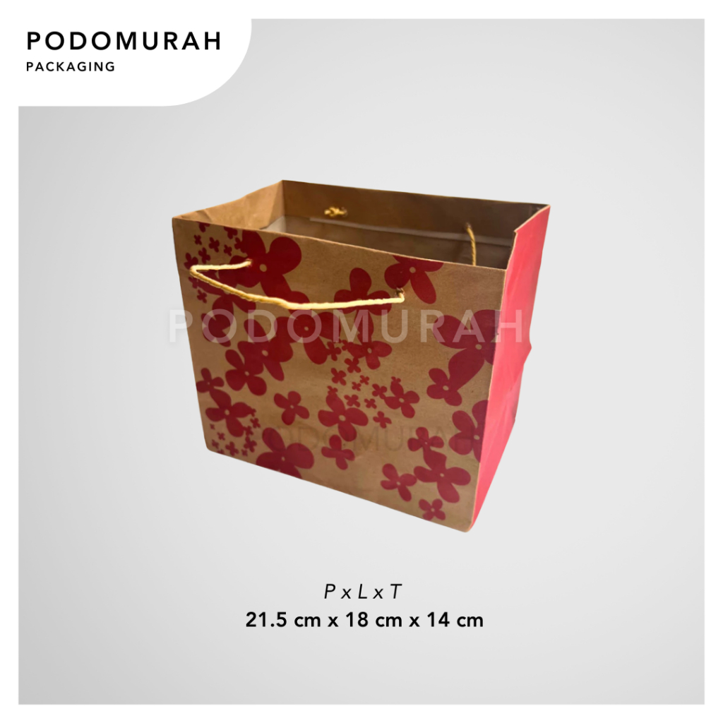 

Paper Bag Tas Kertas motif bunga 21.5x18x4 (Isi 12) / Tas Kertas Goodie Bag