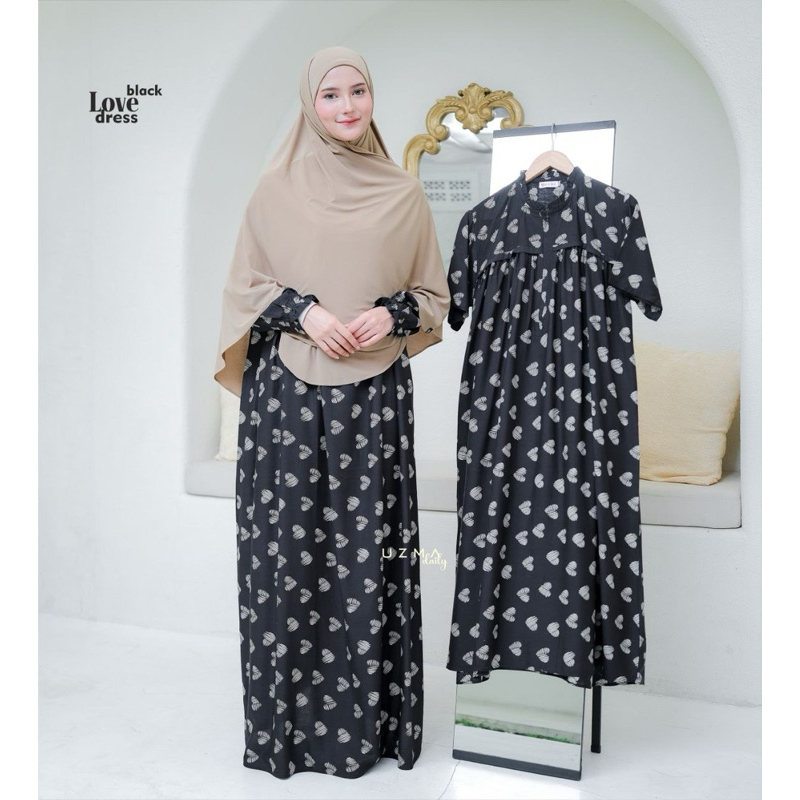 Daily Dress  ‘LOVE BLACK’ Rayon Premium Homedress daster malang