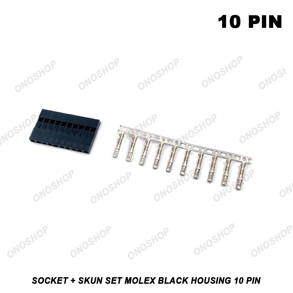 Molex Black Housing - 10 Pin Socket + Skun Set