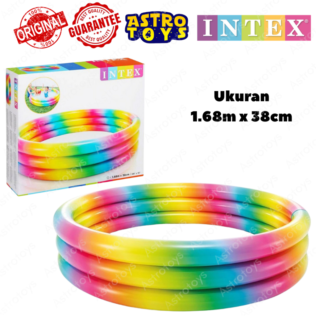 Kolam Renang Anak Intex Jumbo Pelangi 168x38cm – Kolam Tiup untuk Berenang Anak Bulat Mainan Outdoor