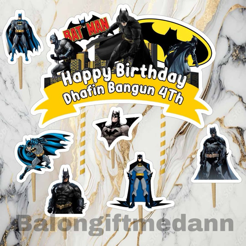 TOPPER CAKE CUSTOM NAMA BATMAN