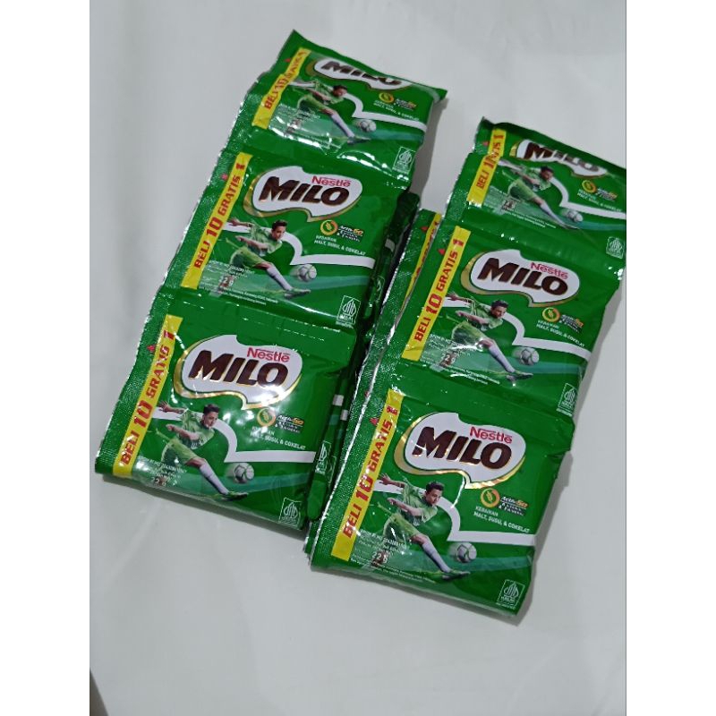 

Milo sachet 22 gr ( susu bubuk coklat) beli 10 gratis 1