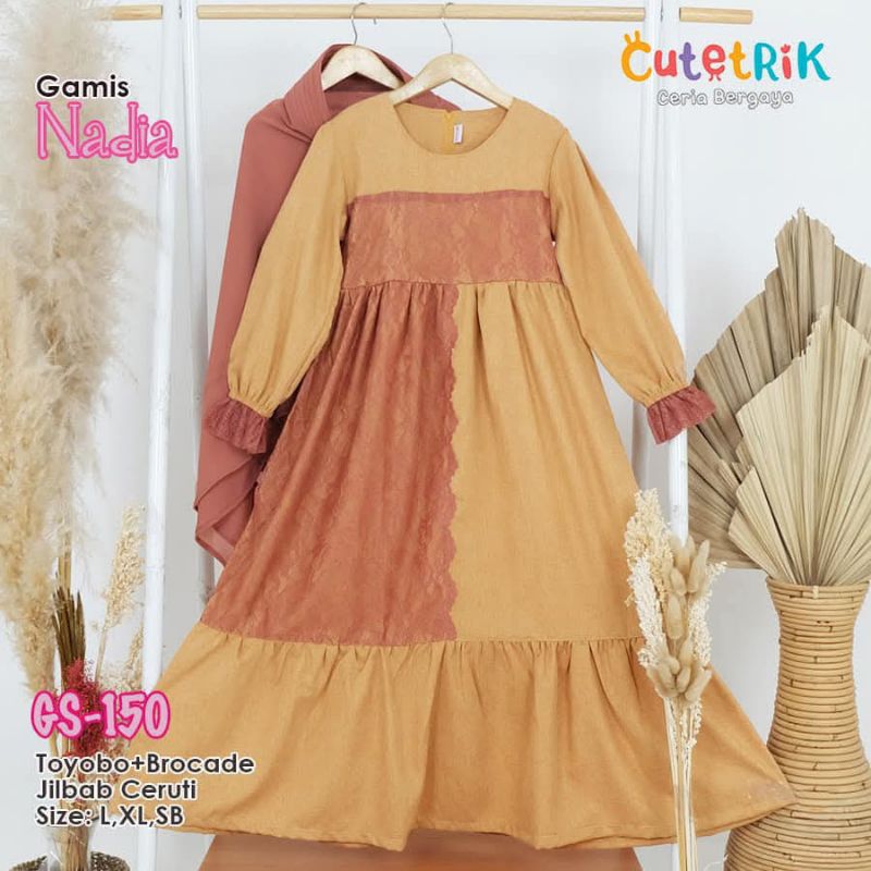 (5-6 Tahun) SET JILBAB - CUTETRIK GAMIS ANAK PEREMPUAN TERBARU 2025 - GAMIS MEWAH BRUKAT BROKAT TUTU