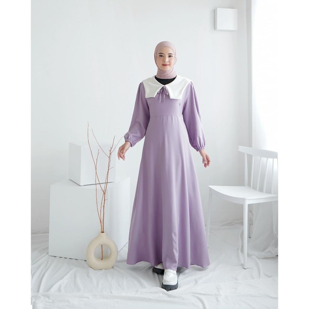 Zaina Wear -- Self Manufactured Qania Cotton Long Sleeve Dress Gamis Lebaran Undangan Formal Daily K