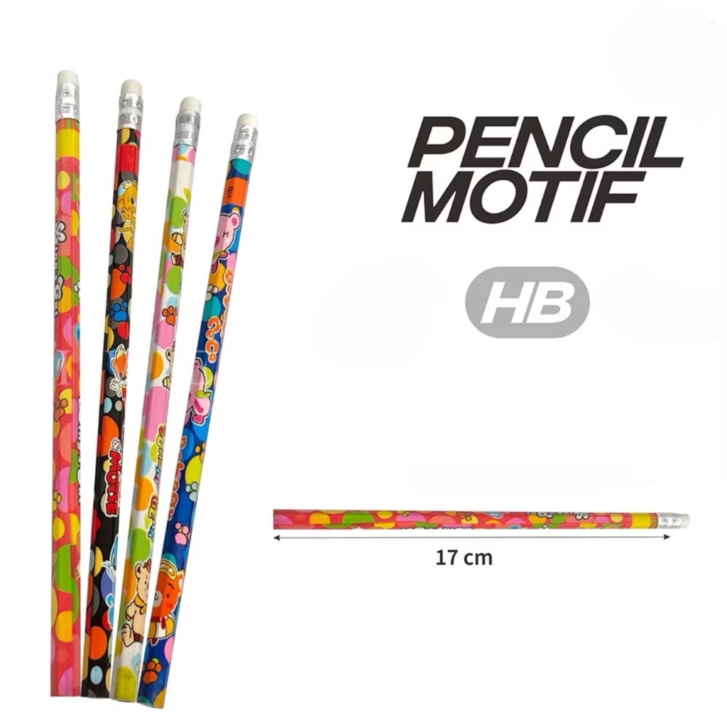

Pensil Anak Sekolah HB isi 2 pcs Pensil Penghapus Motif Lucu Murah Alat Tulis