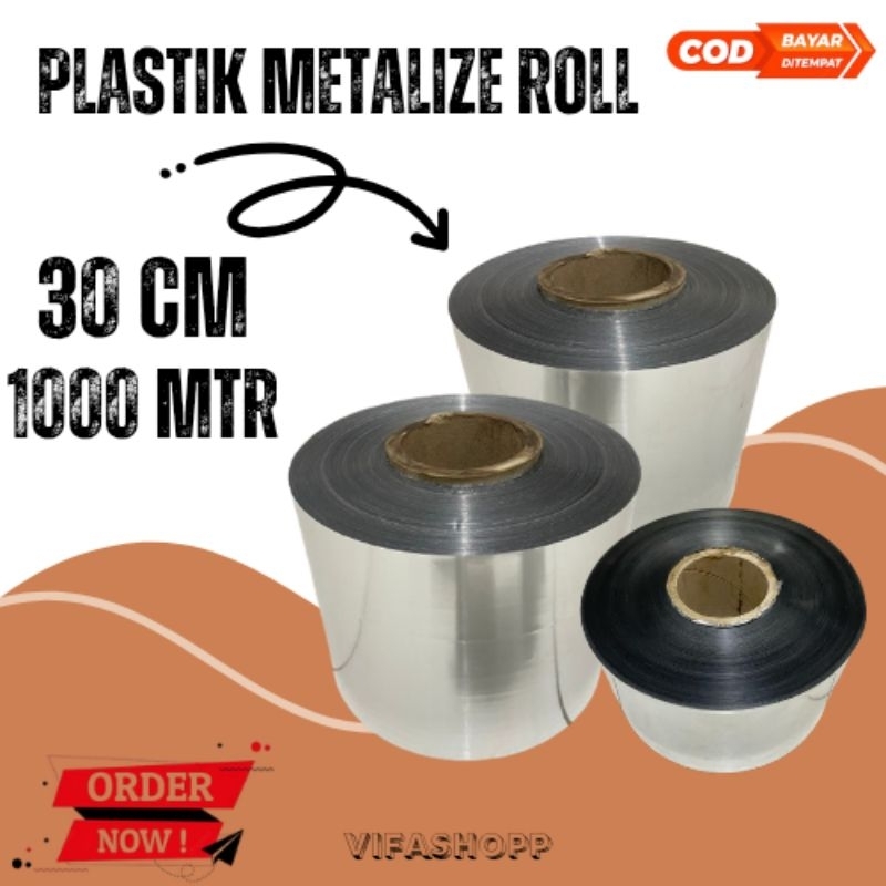 PLASTIK METALIZE KEMASAN ROLL 30cm X 1000mtr