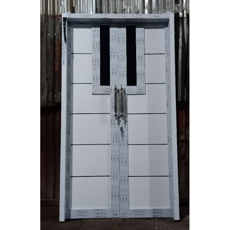 SET KUSEN + PINTU ALUMINIUM DOUBLE/KUPU-KUPU BAHAN ACP BISA CUSTOM UKURAN [SUDAH TERMASUK PACKING KA