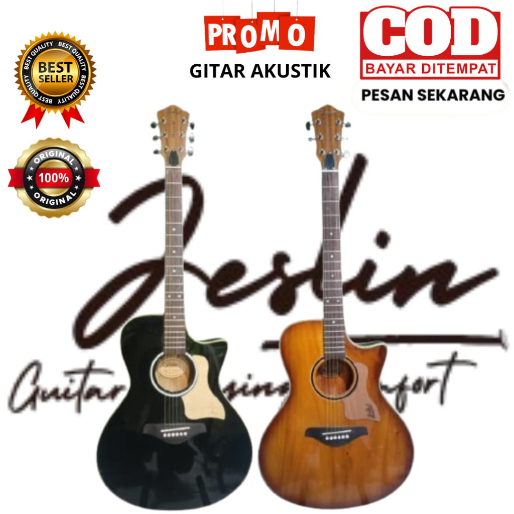 Gitar Akustik Elektrik Original Full Solid JESLIN SJS-01 SB/SH Free Packing Kayu