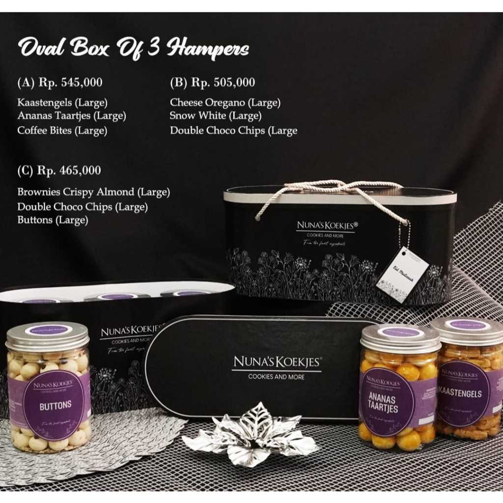 

Hampers Parcel Lebaran Kue Kering By Nunas Oval Box of 3 Hampers