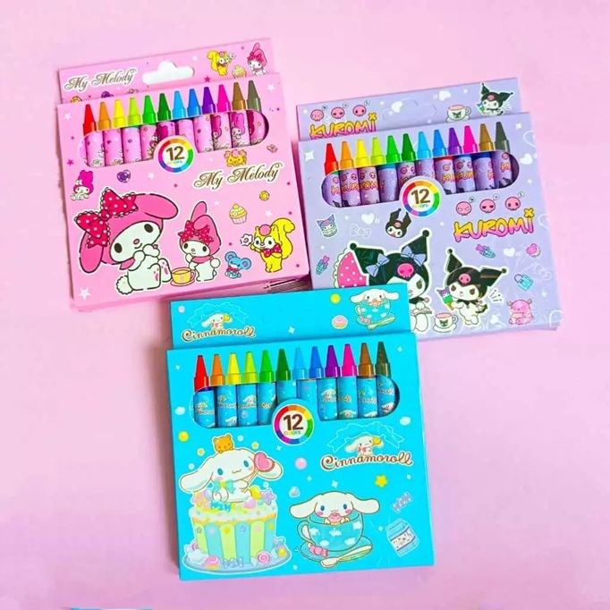 

CRAYON SANRIO OIL PASTEL ISI 12 PCS COLOR WARNA KRAYON CINAMOROLL MELODY KUROMI