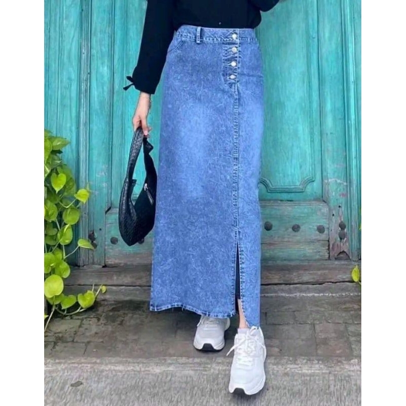ROK JEANS WANITA REBECCA BELAH SAMPING