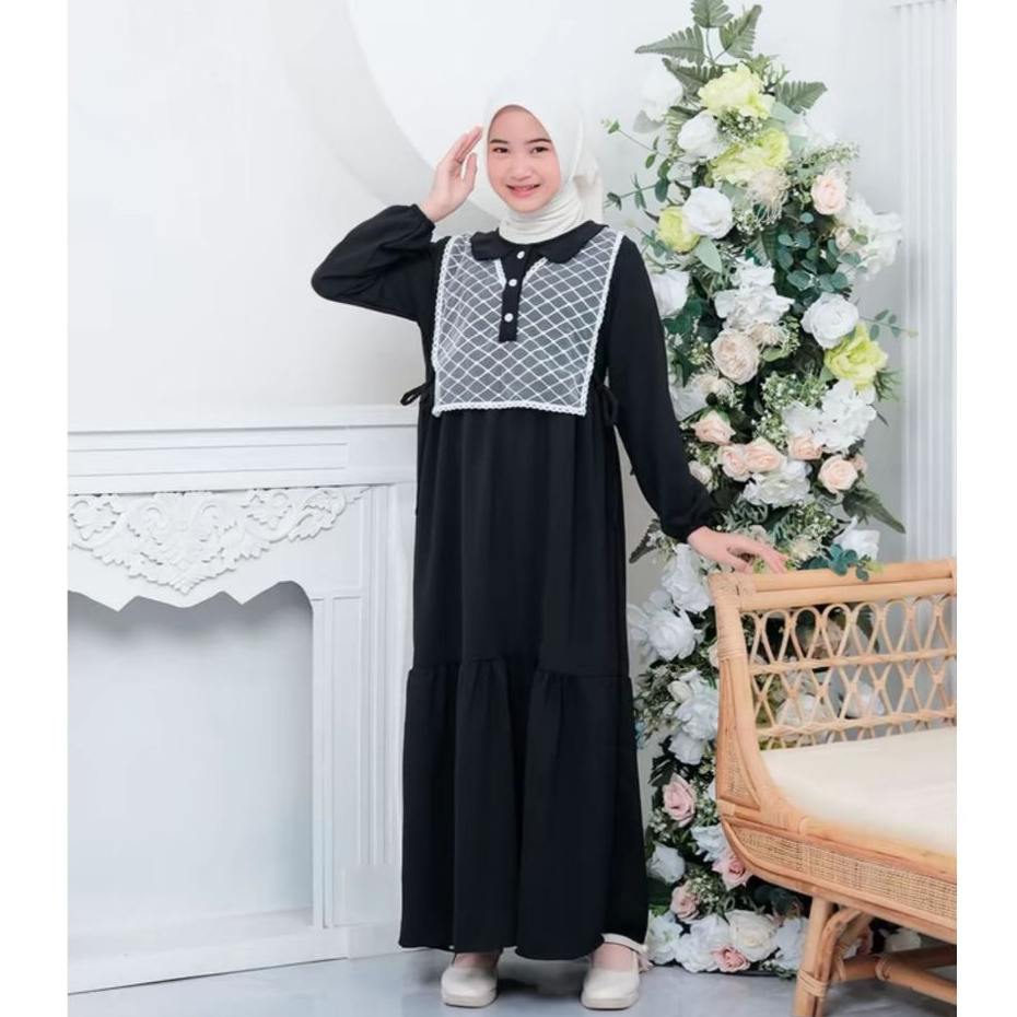 Gamis Anak Set Rompi Brukat Anak / Baju Gamis umur 6-7 thn 9-11 thn 12-14thn Pakain Muslim Lebaran A