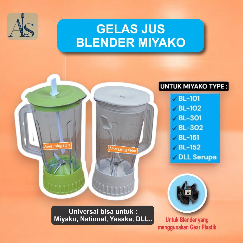 [ALS] SET Gelas Blender Miyako BL101 Set Gelas Jus Blender Miyako BL 101 BL 102 BL 301 BL 152 Gelas 