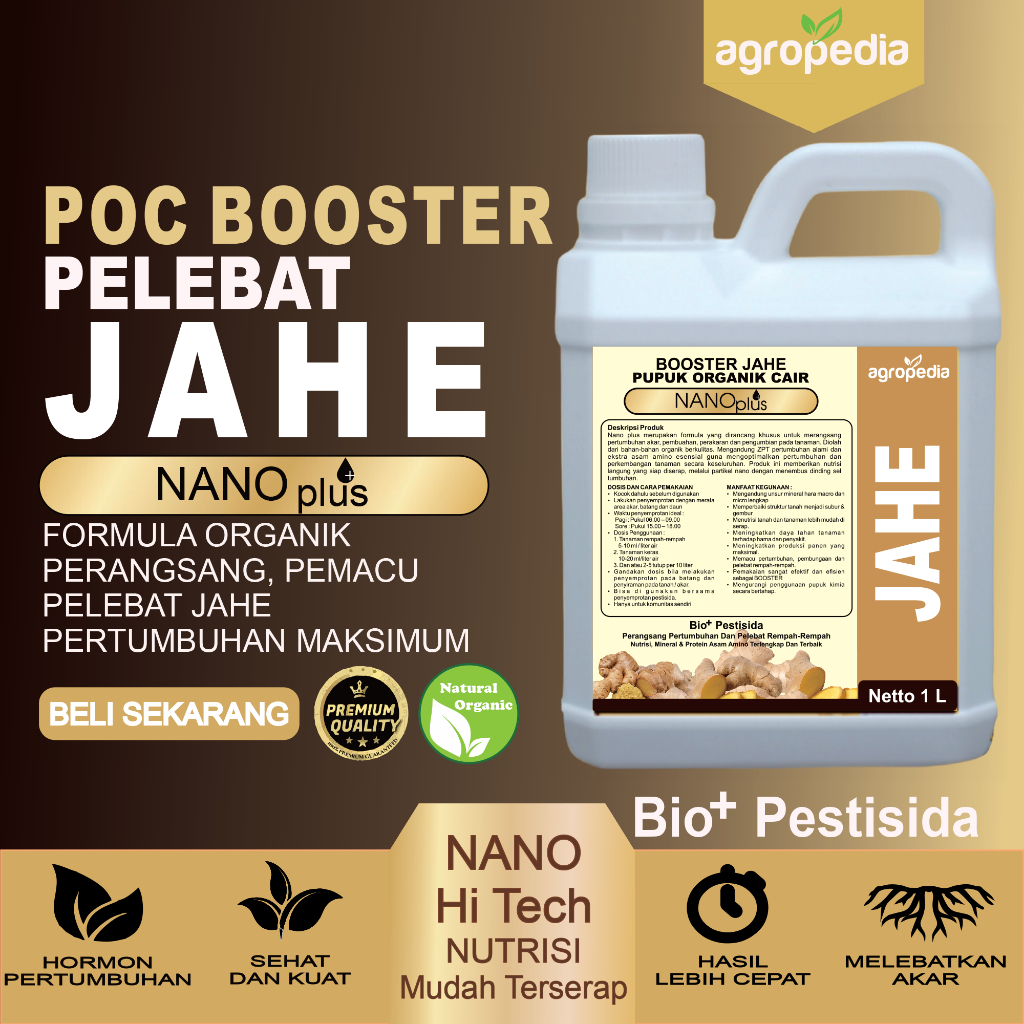 NANOplus Pupuk BOOSTER Tanaman Jahe, Nutrisi Pupuk Cair  Jahe , Pupuk Pelebat Tanaman Bunga Jahe, Pe