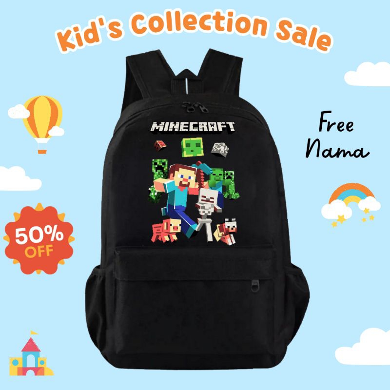 Tas Ransel Sekoah Anak Sd Smp Minecraft - Tas Anak Minecraft Free Nama